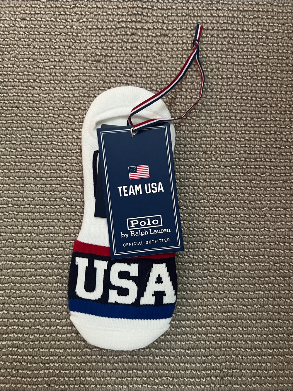 Polo by Ralph Lauren Team USA No-Show Socks in White, Blue, Red